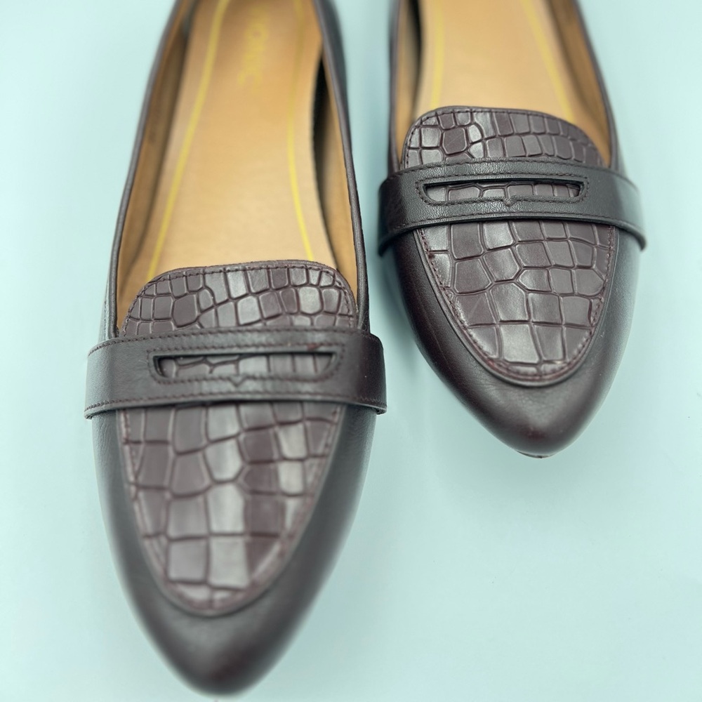 Vionic Dark Brown Croc-Embossed Loafers